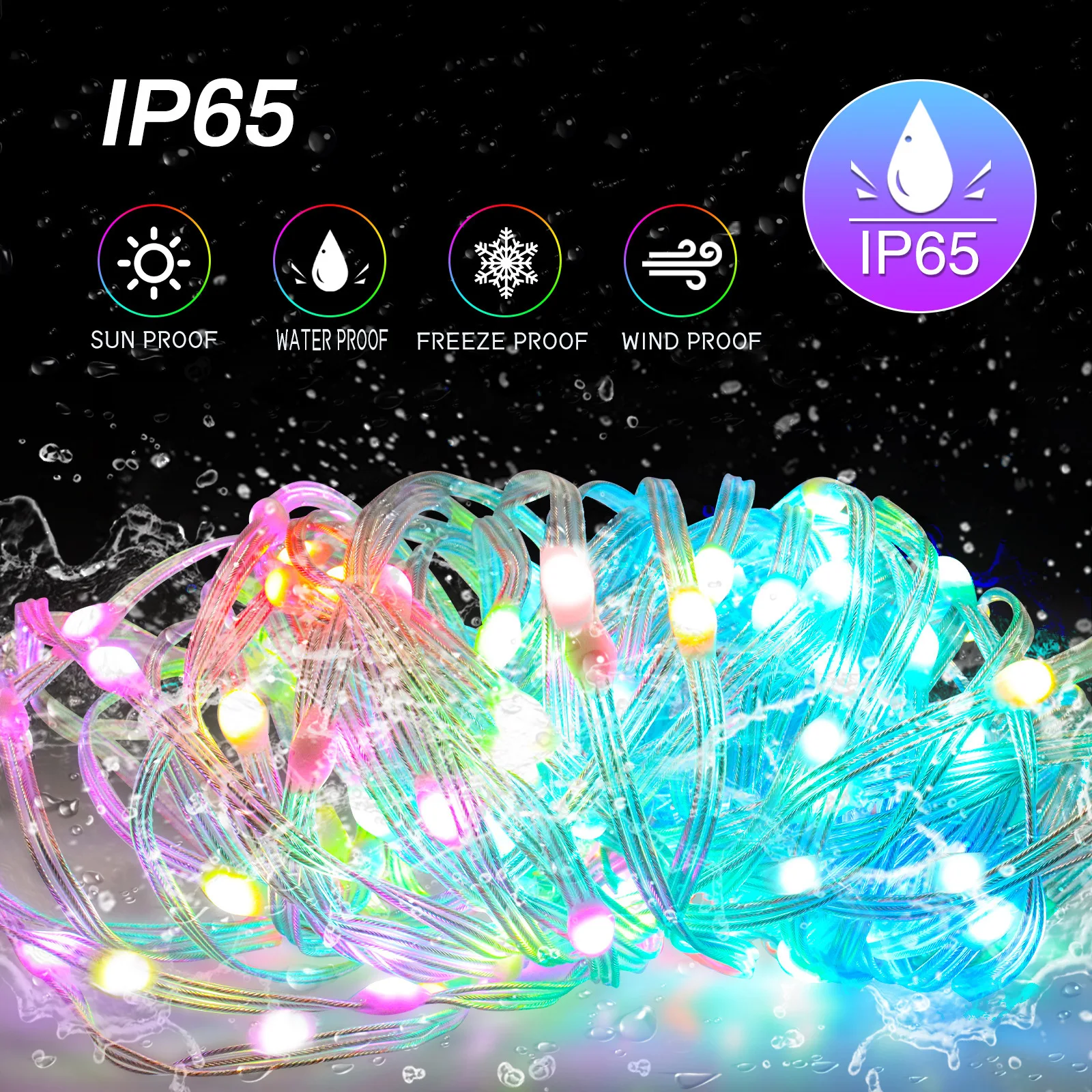 Intelligent Multicolor Fairy Lights String IP65 Waterproof LED