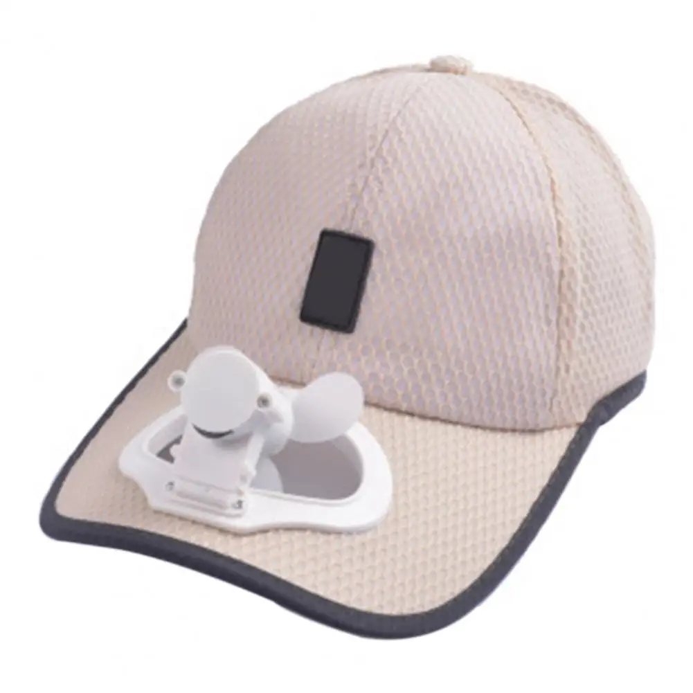 Baseball Cap with USB Rechargeable Mini Cooling Fan Sunscreen Cotton Summer Mesh Sun Hat for Outdoor Sun Visor Trucker Hat