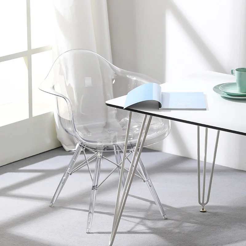 

Pc Coffee Chair Transparent Chair Nordic Fashion Dining Table and Chair Simple Plastic Chair Creative Leisure