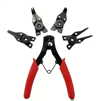 Pinze per anelli elastici 4 in 1 Set Pinze per anelli elastici Multi crimpatura Pinza rimovibile Testa di fissaggio Pinze per anelli elastici Utensili manuali Multifunzionali 1