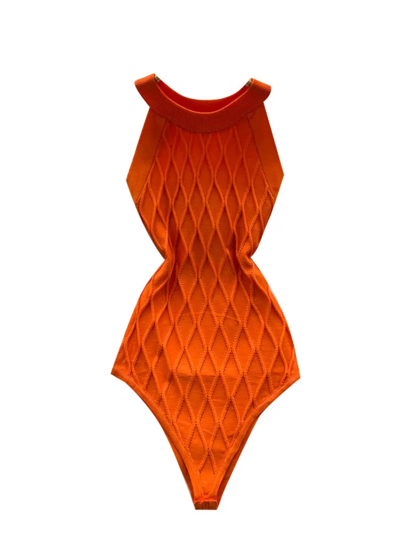 Knitted Bodysuit Women 2022 Ins Fashion Solid Summer Skinny Body Top