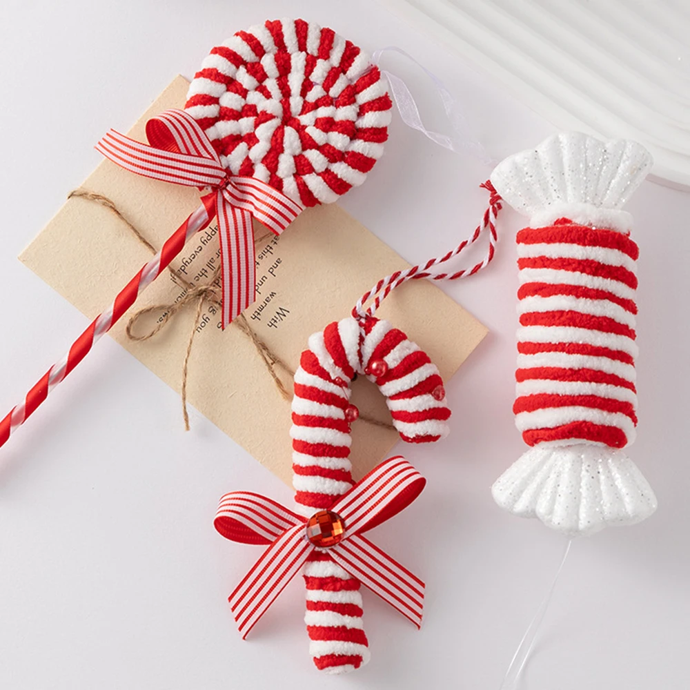 Colorful Candy Cane Xmas Tree Decorations Festive Striped Lightweight Christmas Pendants for Home Decors