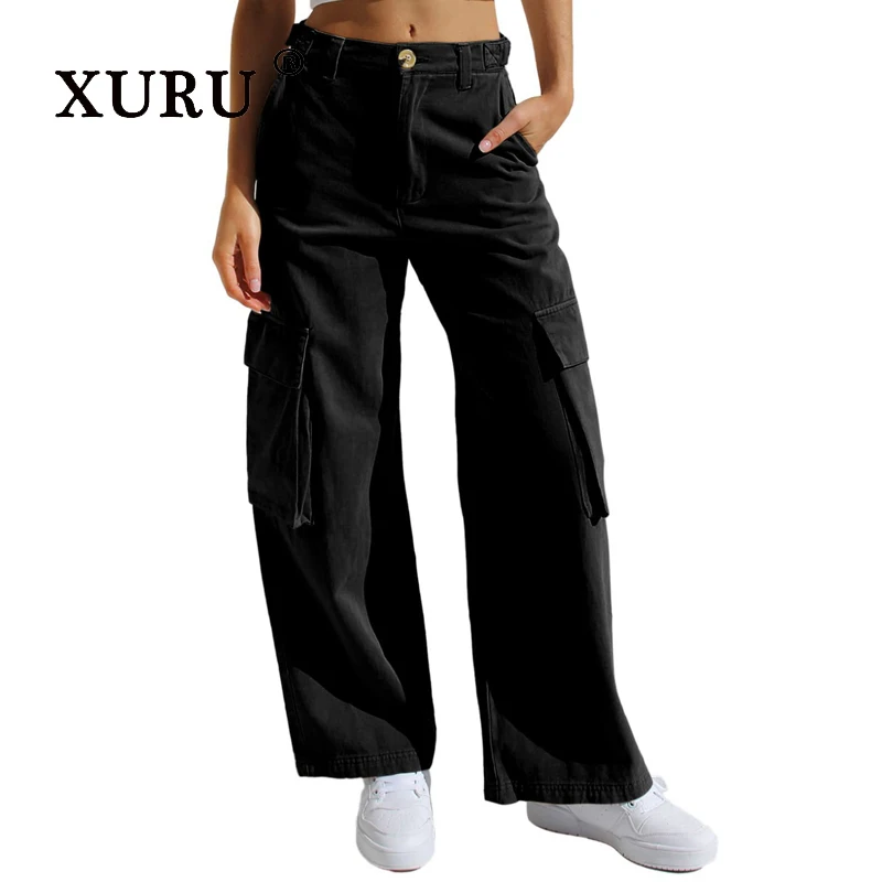 2d men s jeans loose large straight trousers retro ripped jeans men europe and the united states cross border jeans XURU-Europe and The United States New Multi-pocket Jeans Women's, Workwear Straight Pants Long Jeans N3-117475