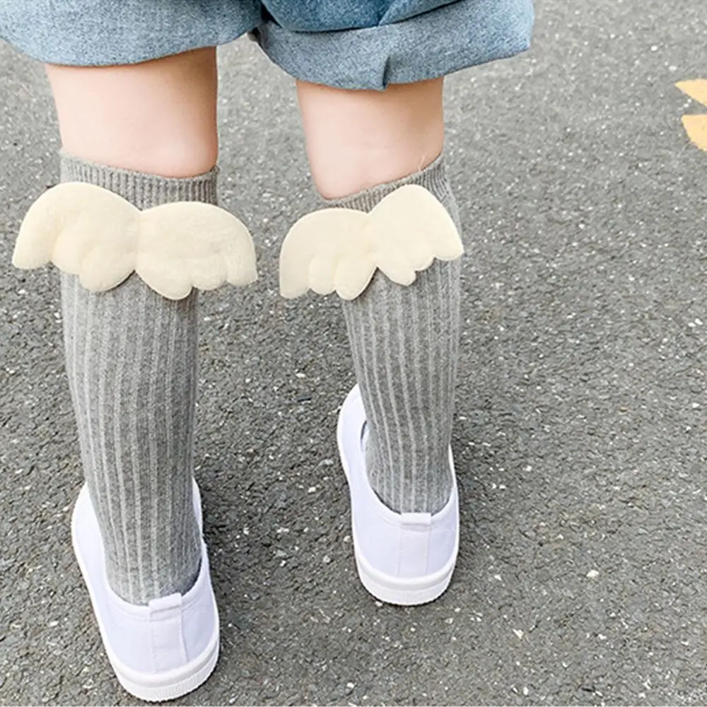 

Socks Adorable Angel Wing Cotton Anti-Slip Anti-mosquito Kid Girls Socks Korean Style Stockings Knee High Socks Hosiery