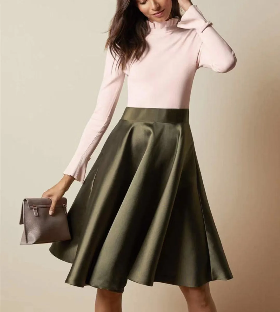 

UK Elegant Fashion Knitted Jointed Full Sleeves Shift Midi Dress Size 0-5