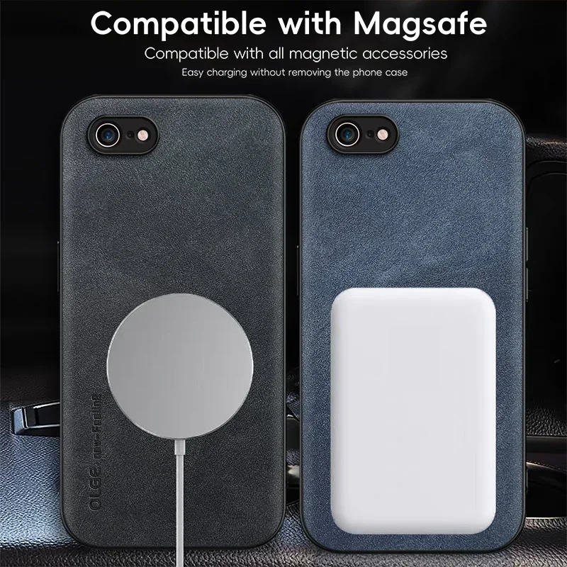Magnetic Retro Leather Wireless Charging Phone Case Cover