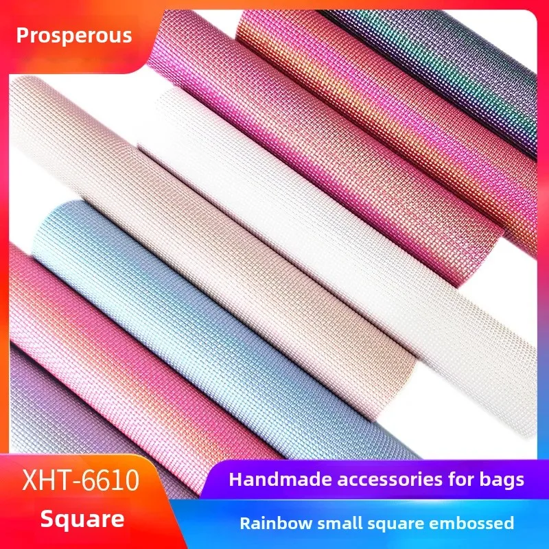 New Glitter Laser-Pressed PU Artificial Leather Decorative Handbag Box Bag Decoration Fabric Small Square Pattern