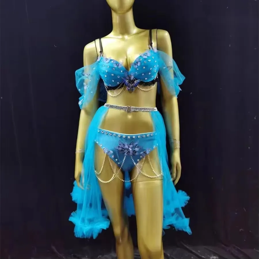 Bar Nightclub Sexy Performance Costume Bikini Mesh Skirt Dance