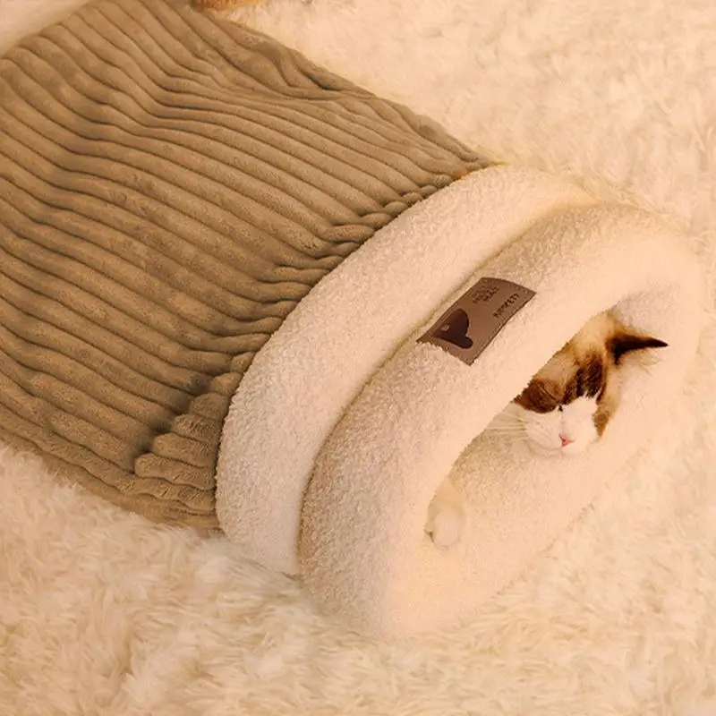 Warm Cat Sleeping Bag Cat Bed Cave Sleeping Bag Kitten Puppy Comfortable Warming Burrow Semi-Enclosed Pet Hideaway Sleeping bag