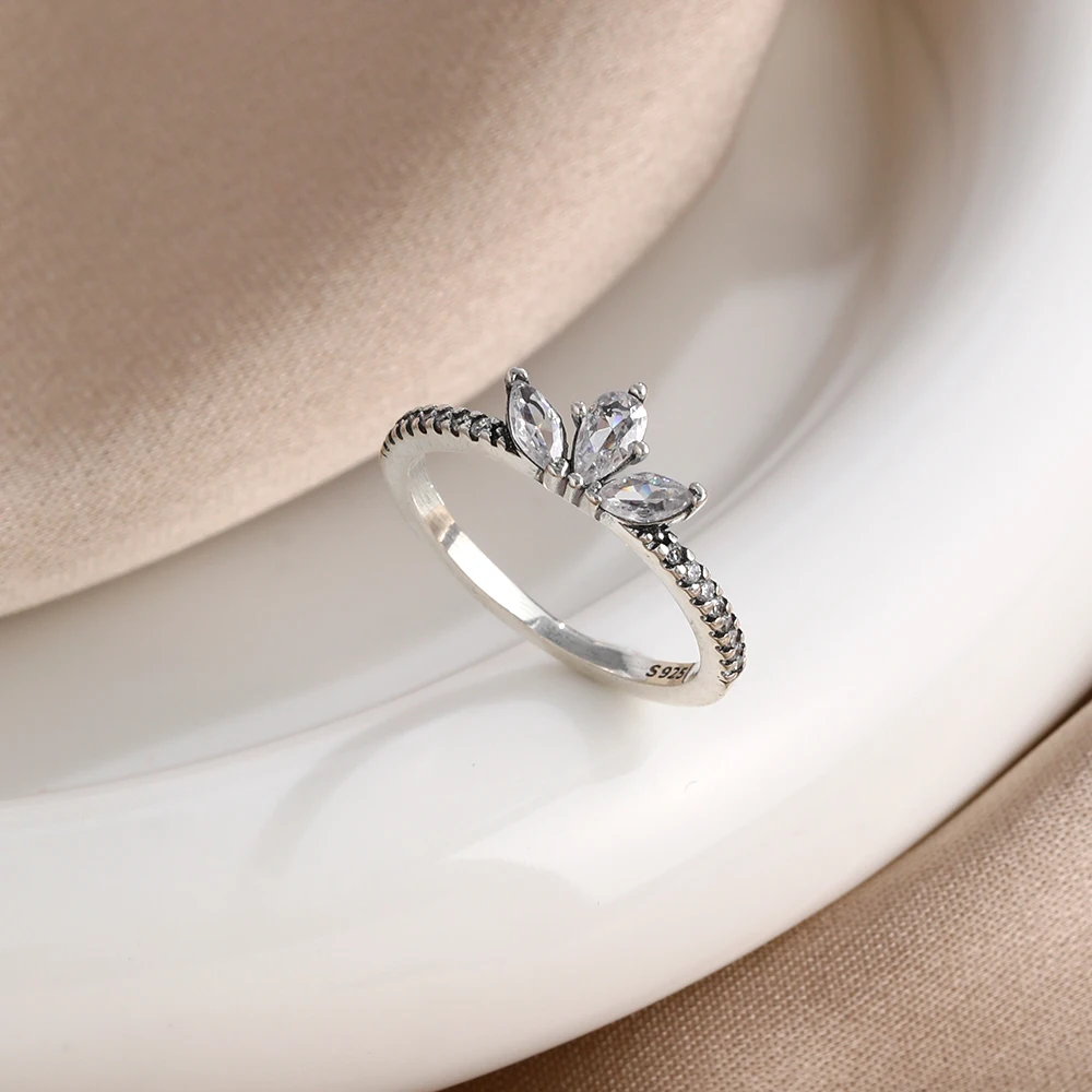 S925 Silver Eternity Band Ring For Women Full Color Zircon Butterfly Crown Firefly Minimalist Stackable Design Wedding Jewelry