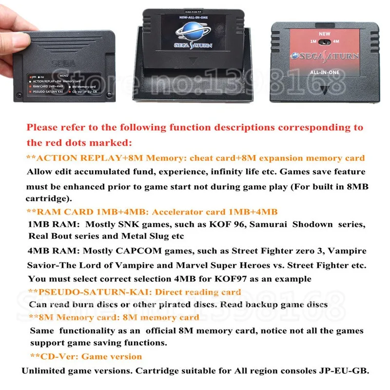 Original New All In One Sega Saturn Games Card Pseudo-Saturn KAI,  Pseudo-Kai 6.274, Action Replay Card, 8 MB Memory,4 MB Ram