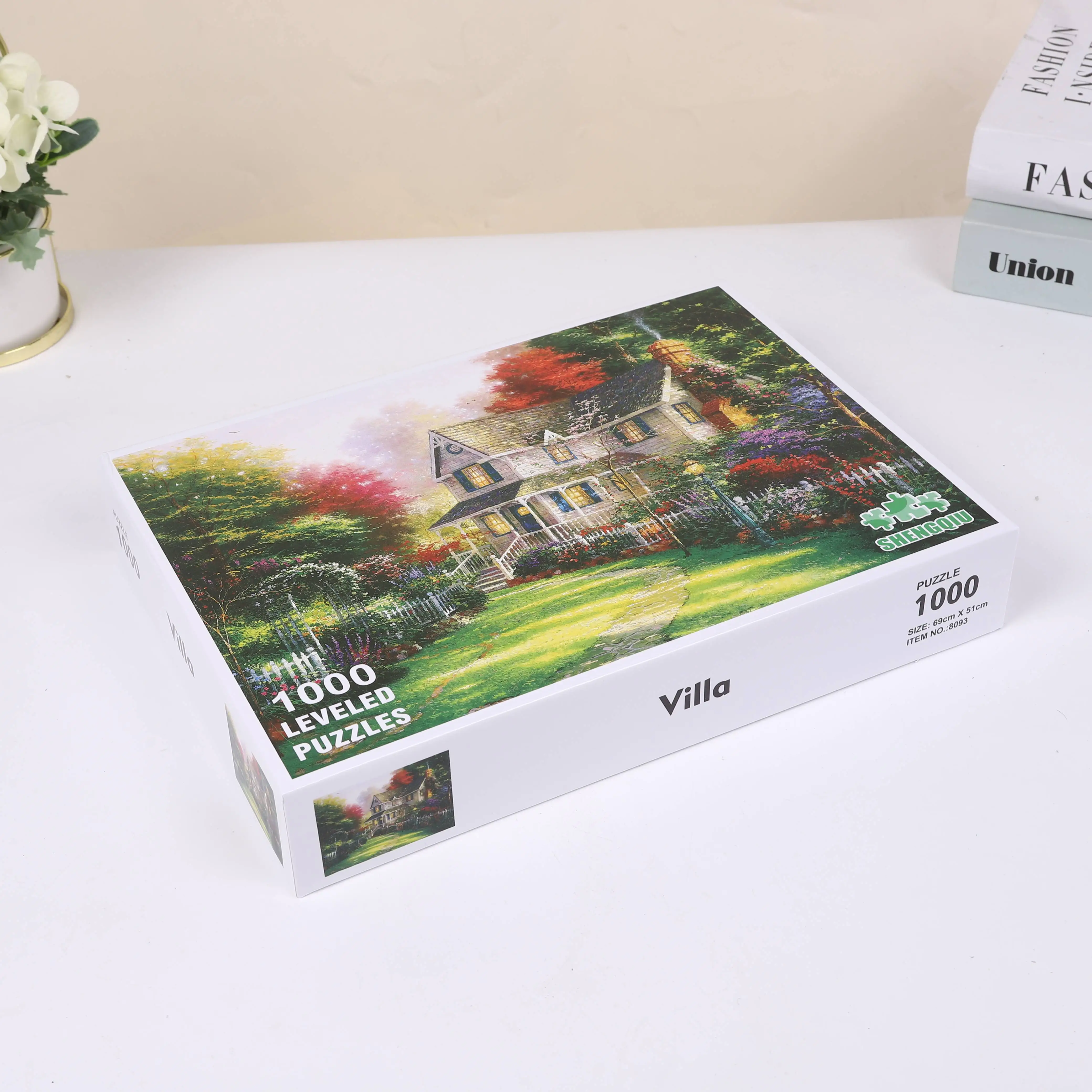 70cm*50cm 1000pcs Rustic Villa Jigsaw Puzzle Adult Stress Relief Beautiful Landscape Painting Puzzle Home Wall Decor 3