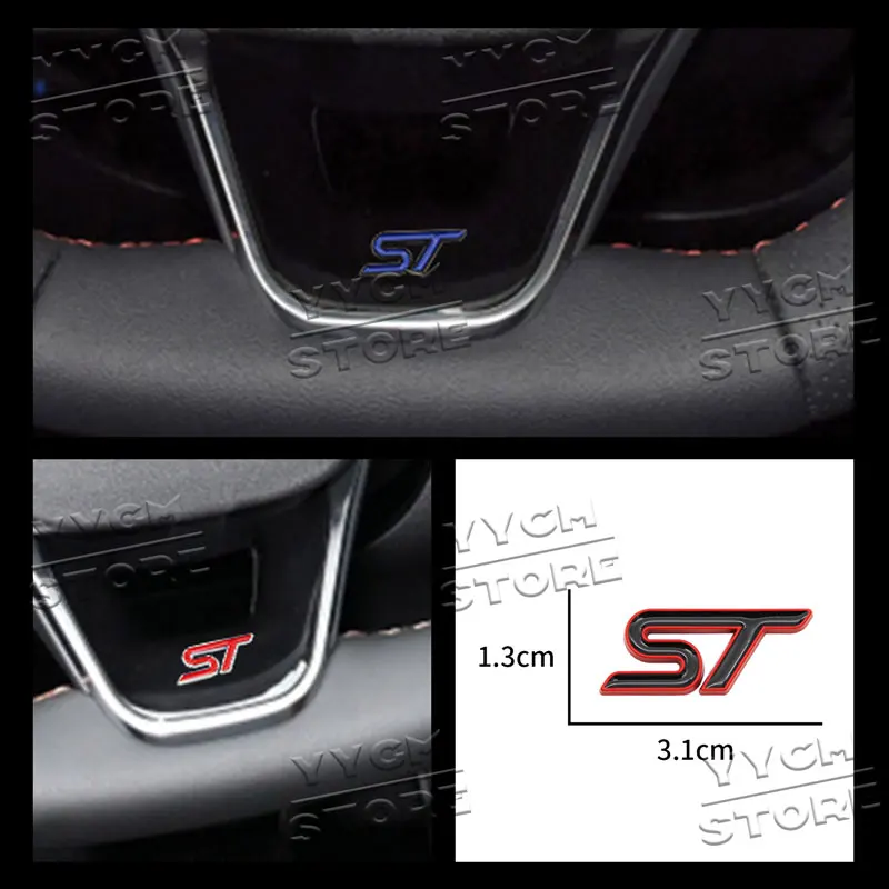 Металлическая 3d наклейка ST Badge, автомобильная эмблема рулевого колеса для Ford Focus MK2 MK3.5 MK4 Kuga Puma Fiesta, аксессуары