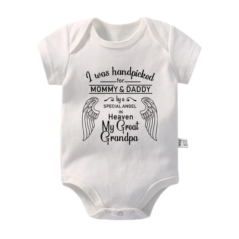 New I Was Handpicked for Mommy & Daddy By a Special Angel in Heaven My Great Grandma Baby Boys Girls Rompers Infant Bodysuits 4