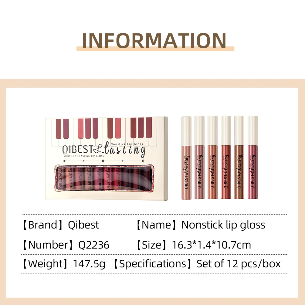 12 Colors Matte Liquid Lipstick Sets Lip Gloss Waterproof Long Lasting Sexy Red White Black Nude Lipgloss Makeup Sets_voghion.com