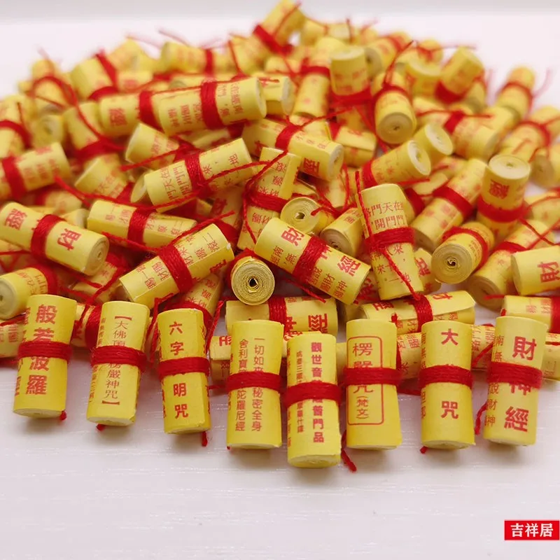 

80P Wholesale Buddhist supplies 8 kind miniature Mantra Incantations Buddhist scriptures Paper roll amulet talisman Temple Abbot