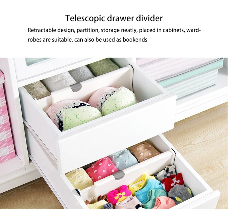 Description Picture 4 of itemAdjustable Storage Drawers Divider Retractable Plastic Drawer Partition Holder Household Storage Clapboard Kitchen Organizador