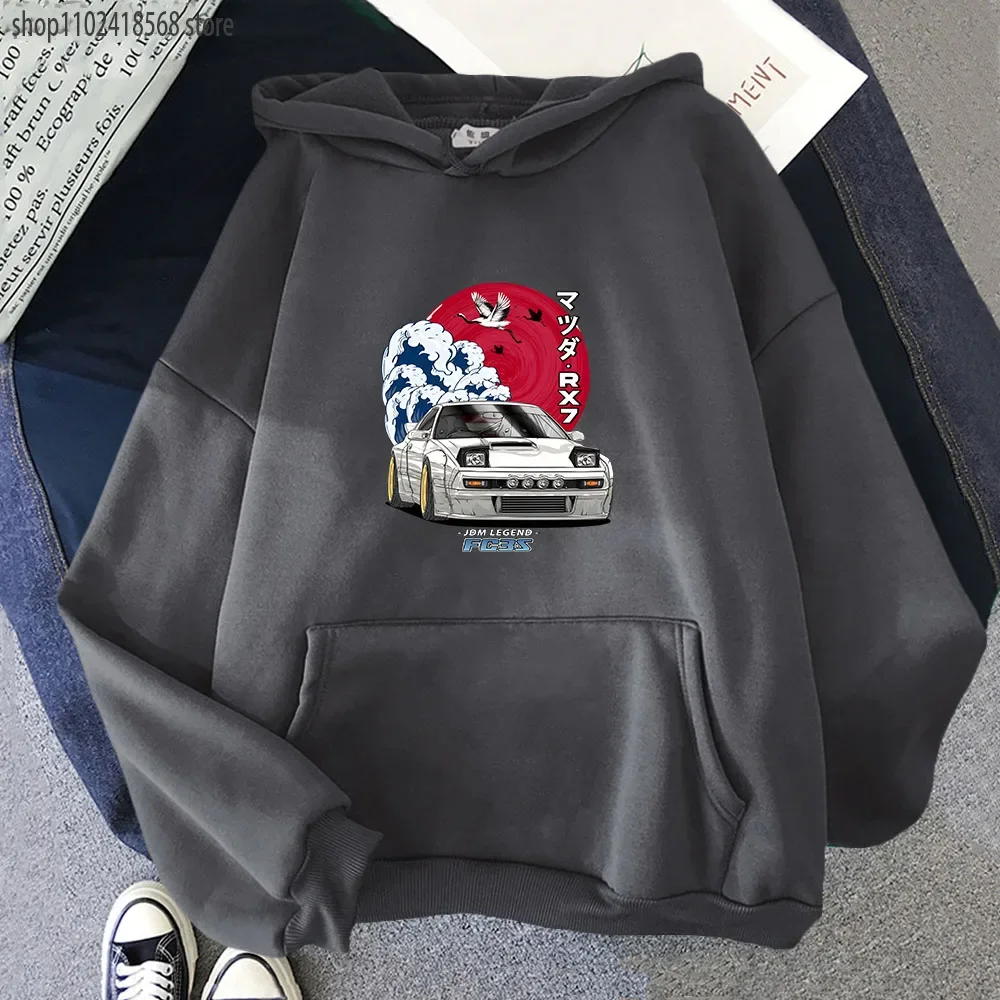 Initial D Hoodie Men Long Sleeve Streetwear for Nippon JDM Mazda RX-7 Turbo Crewneck Sweatshirts Tops Y2k Women Hoody Oversized