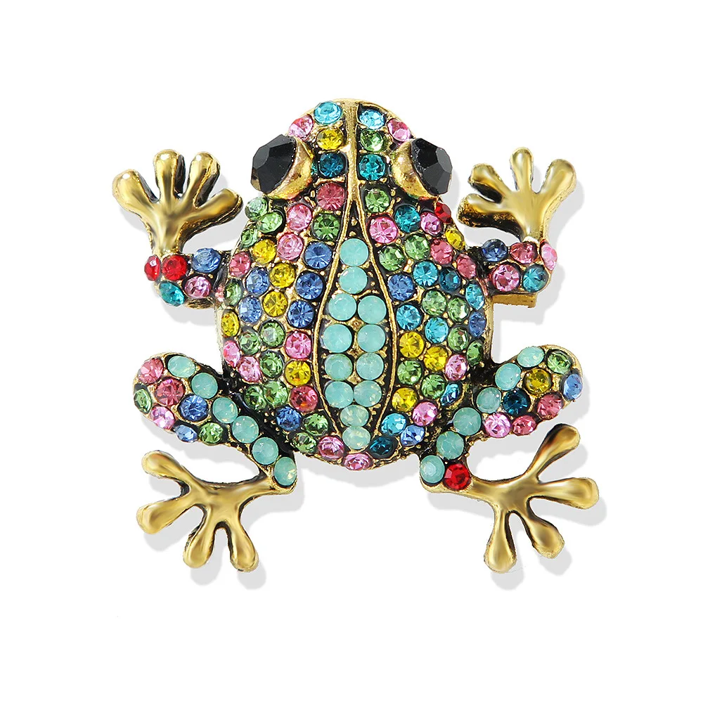 Rhinestone Frog Brooches For Women Fashion Animal Brooch Pin Female Coat Dress Pins Party Jewelry Gift