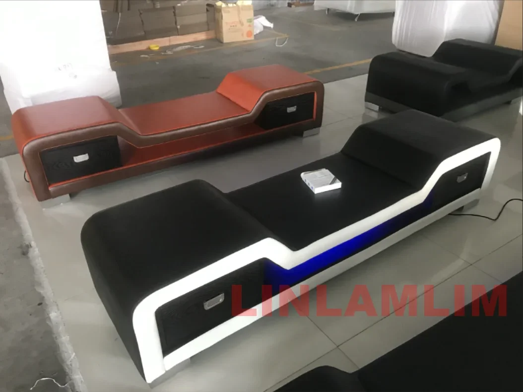 Linlamlim Modern LED Coffee Table and TV Stand with Storage Drawer, Stylish Curved Edges for Living Room and Entertainment Space
