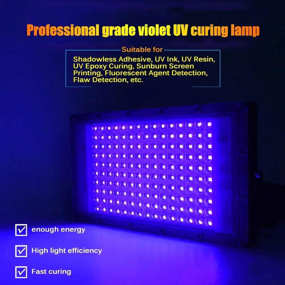 220V EU Plug 50W 300W LED UV Curing Lamp uv curing lamp 395nm UV Glue Printing Spraying Painting Resin Ink Resin DIY Curing