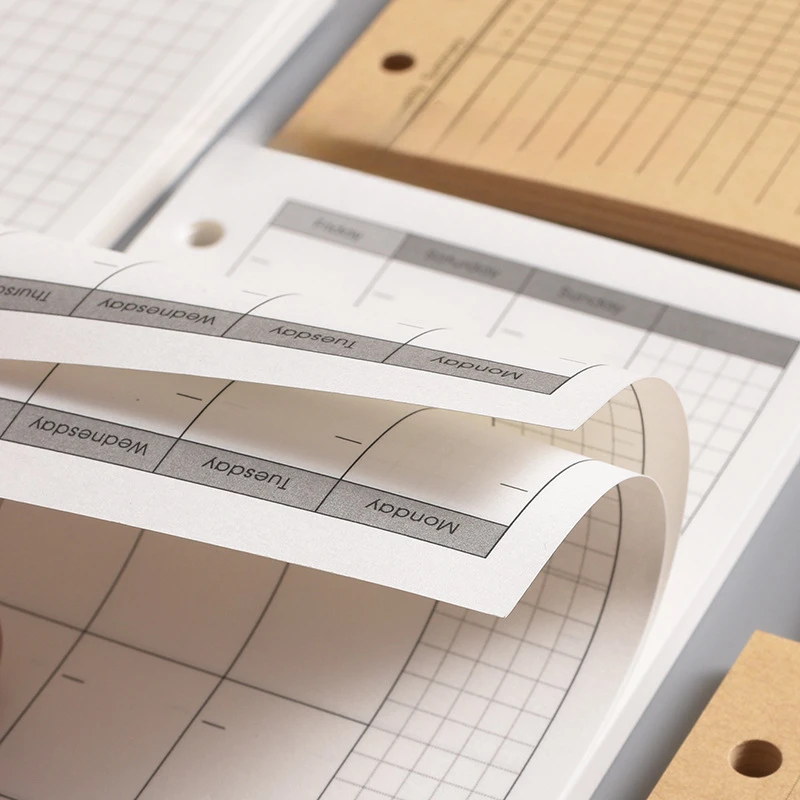 A7 Spiral Binder Loose Leaf Notebook Refill - Grid, Blank, Lined Pages for Creative Journaling & Planning