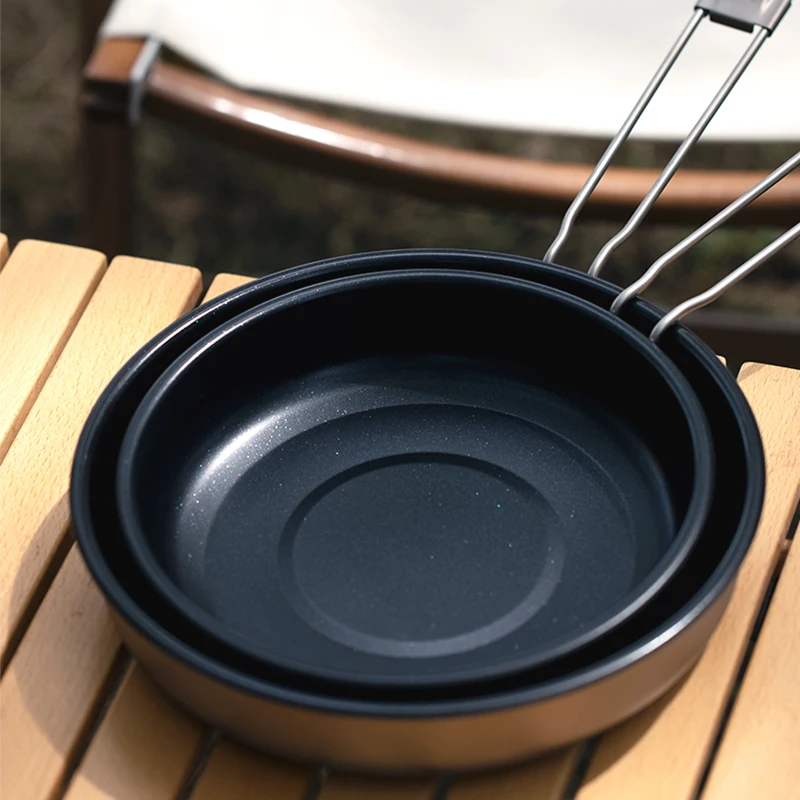 Tiartisan Titanium Ultralight Non-Stick Fry Pan With Detachable Folding Handles Portable Outdoor Camping Picnic Plate Cookware kitchen utensils camping cookware camping cookware set non stick frying pan