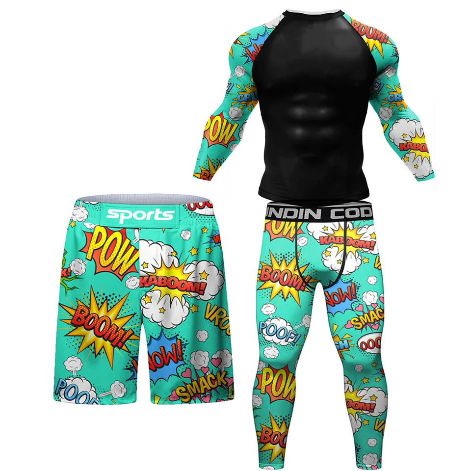 

Одежда для боевых искусств MMA BJJ, комплект из футболки и брюк для бокса Rashguard, тренировочные шорты для боевых искусств, спортивные шорты для муай-тайского боя