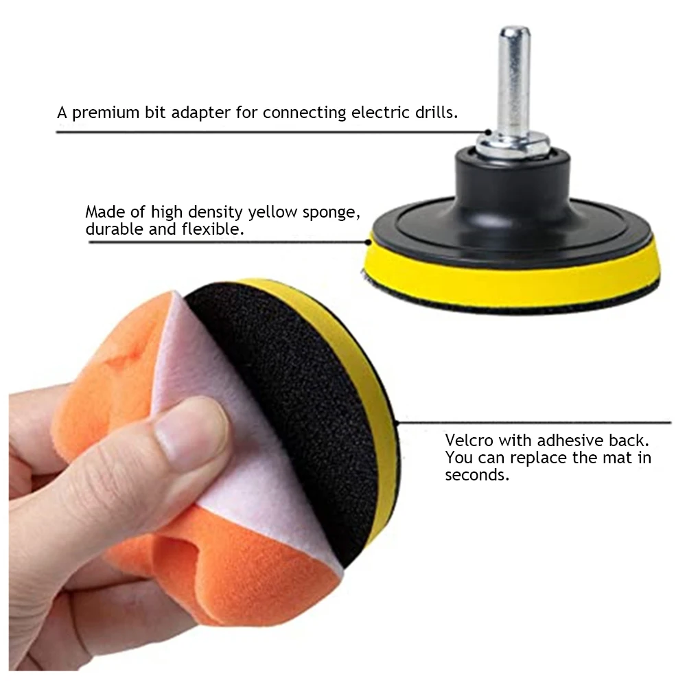 Car Polishing Disc 1/11Pcs/Set Self-Adhesive Buffing Waxing Sponge 3inch Wool Wheel Polishing Pad for Car Polisher Drill Adapter