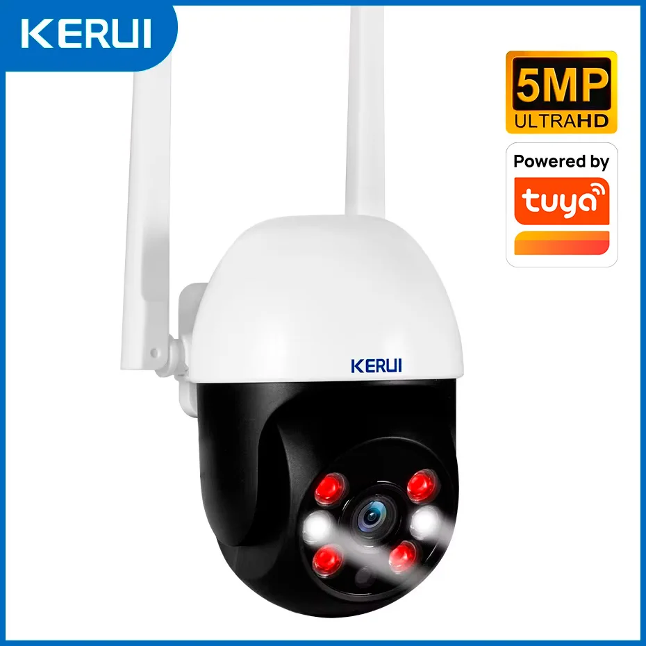 KERUI 5MP 8MP 4K PTZ WiFi IP Caméra sans fil Tuya Smart Outdoor Home Security Double Objectif 10MP 5K Caméra CCTV Vidéosurveillance 1