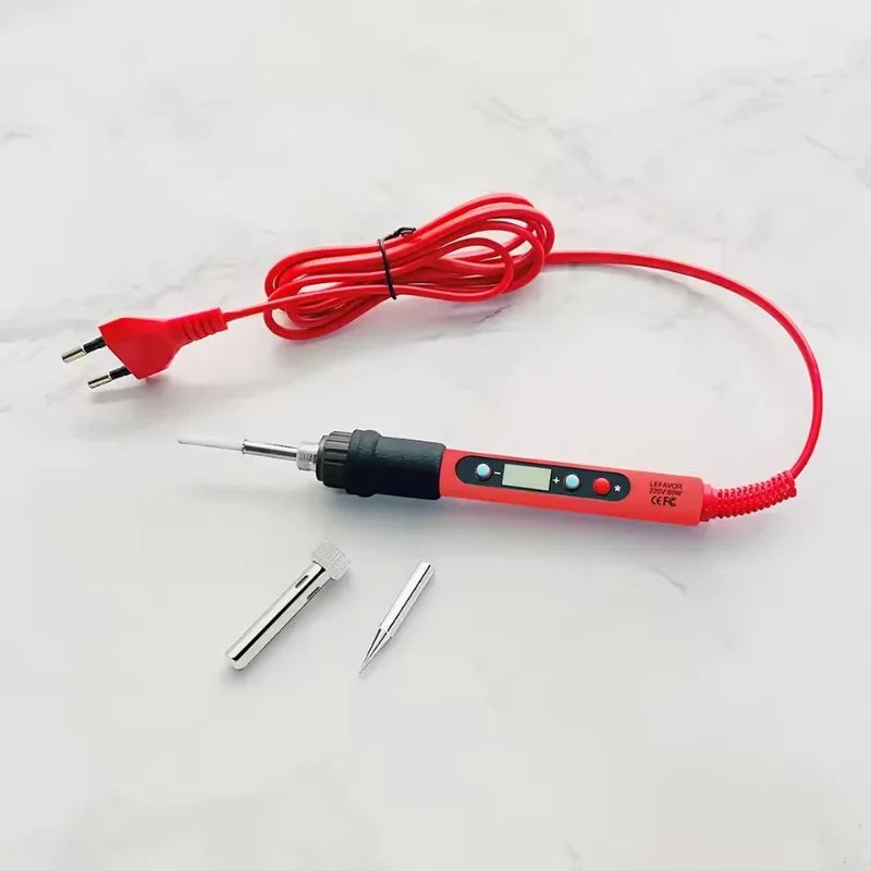 Digital LCD Display Soldering Iron 80W with ON/OFF Switch Adjustable Temperature Welding Tools Ceramic Heater Soldering Tips