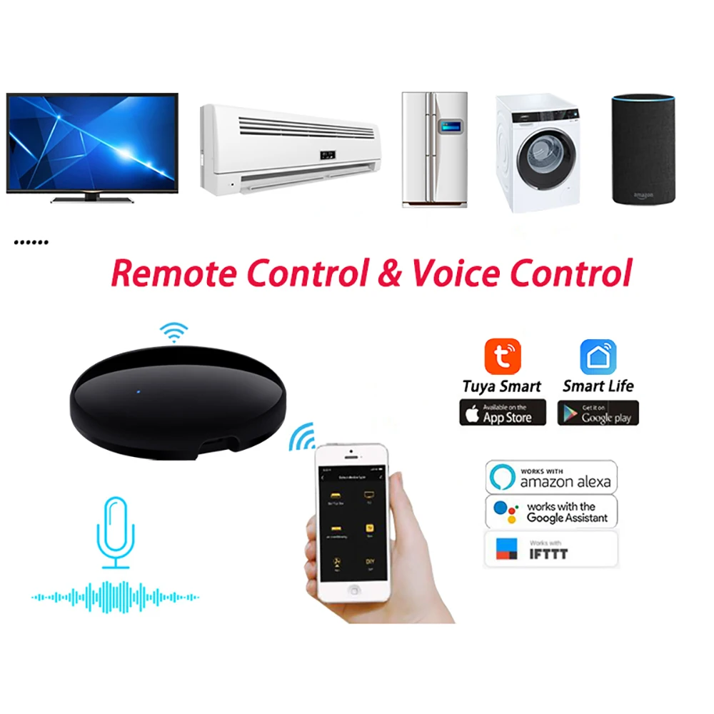 

5 PCS Tuya Smart IR Remote Control with Temperature Humidity Sensor for Air Conditioner TV DVD AC Works with Alexa Google Home