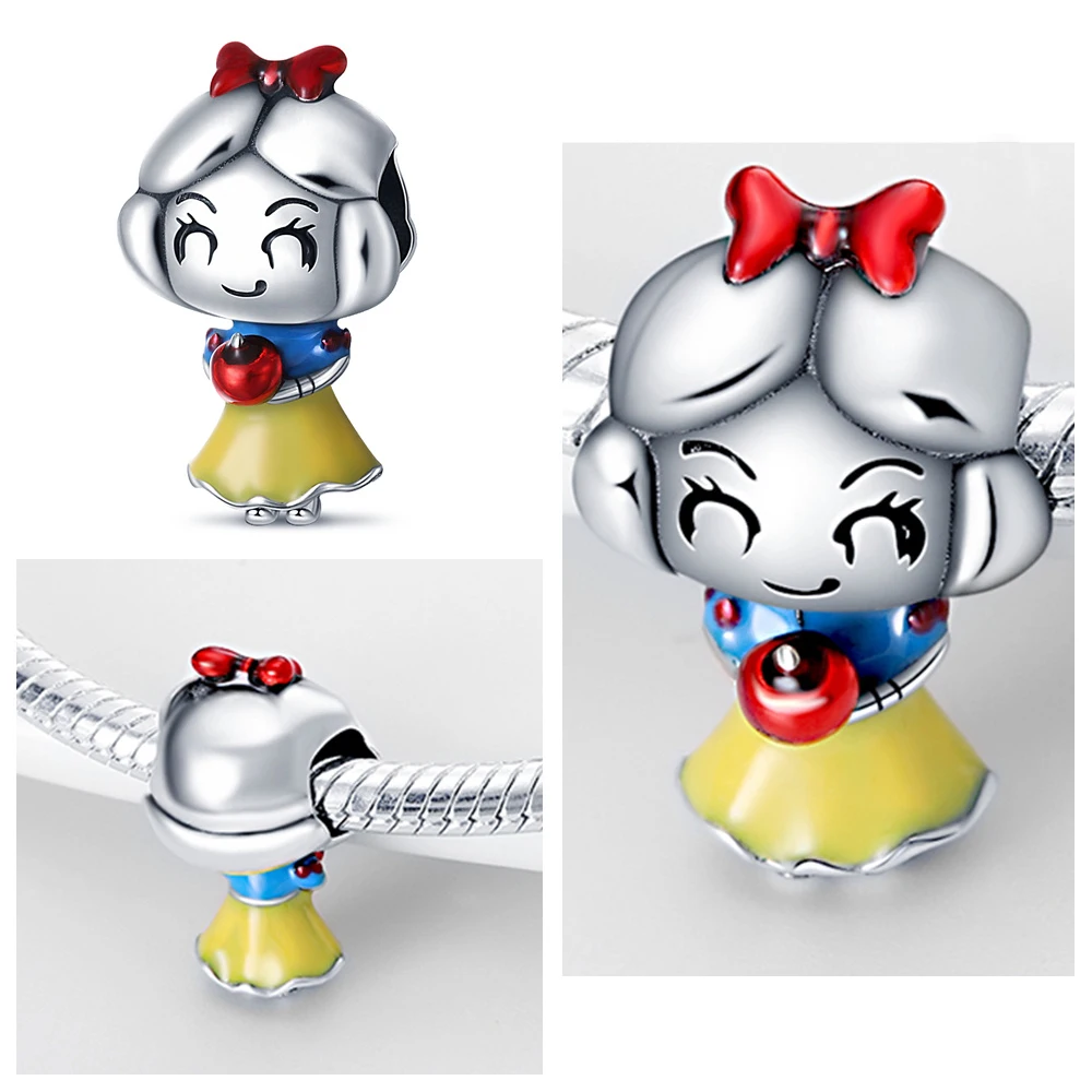 Silver Colour Snow White Princess Fit Pandora Charms Silver Colour Original Bracelet for Jewelry Making