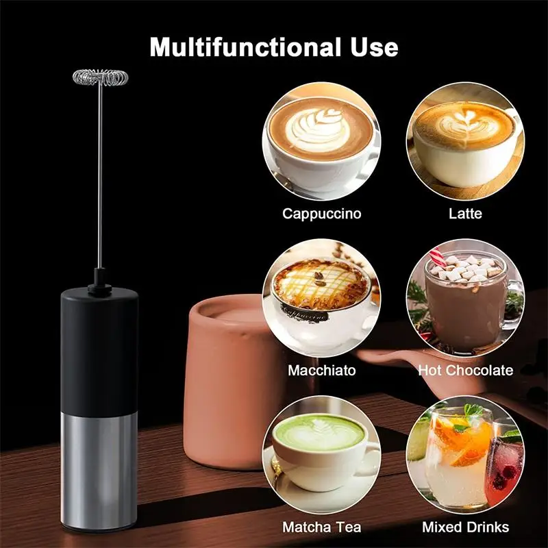 

Portable Rechargeable Electric Milk Frother Foam Maker Handheld Foamer High Speeds Drink Mixer Frothing Wand for Coffee