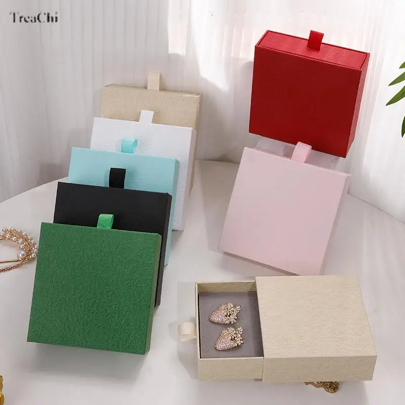 Colorful Jewelry Packaging Box Small Cardboard Drawer Gift Box for Jewelry Ring Necklace Holder Earring Bracelet Storage Case