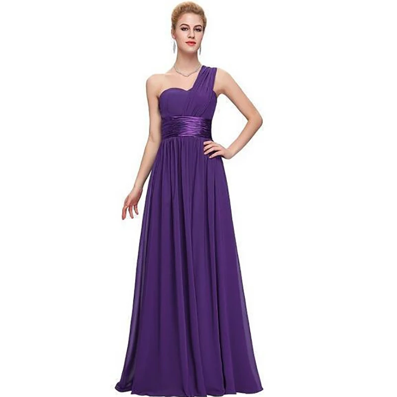 A Line Chiffon One Shoulder Pleat Elegant Strapless Bridesmaid Dresses Wedding Party Formal Prom Evening Lace Up Back images - 6