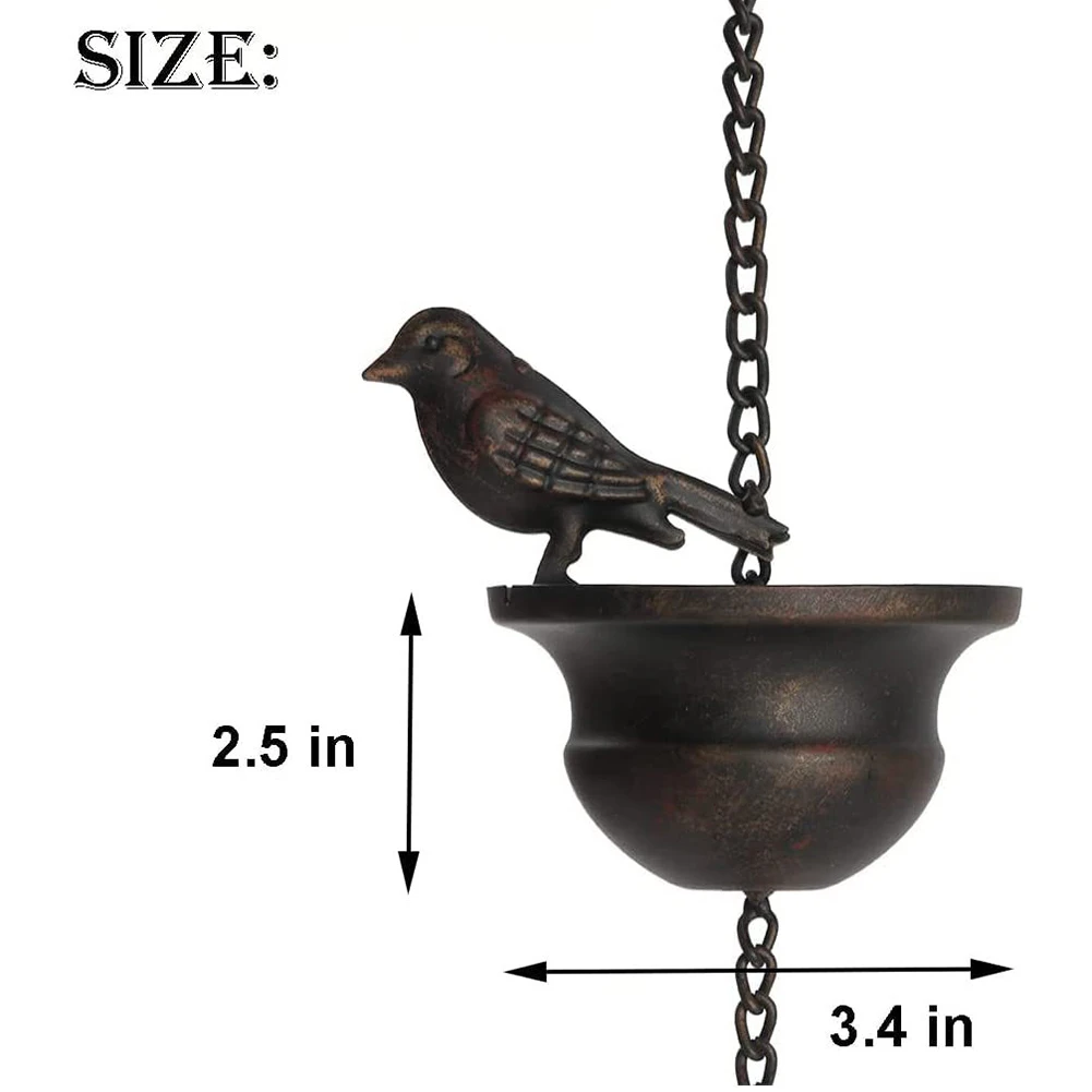 2.4M Mobile Iron Bird Outdoor Rain Chain Decor Attached Hanger Wind Chimes For Garden Park Home Roof Downspout Decoration rain chain adapter