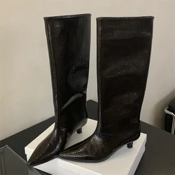 Eilyken Stylish Knee - High Boots with Pointed Toe - Sexy Autumn Winter Street - Style Low Heels - 38 (Dark Red)