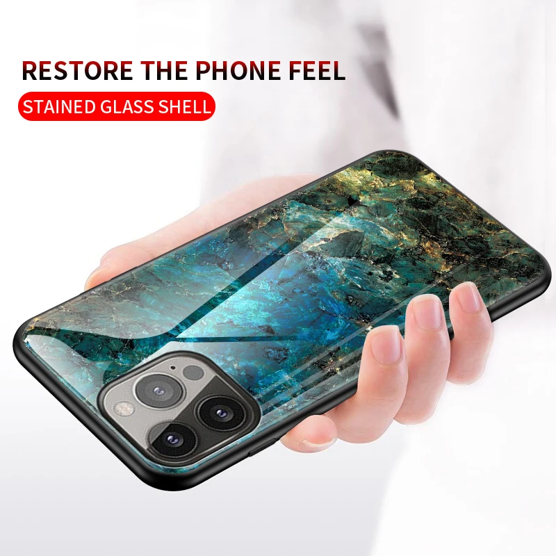 Fashion Marble Tempered Glass Case For iPhone 13 12 11 14 Pro XSMax XR 8 7 6 Plus SE2020 Silicone_voghion.com