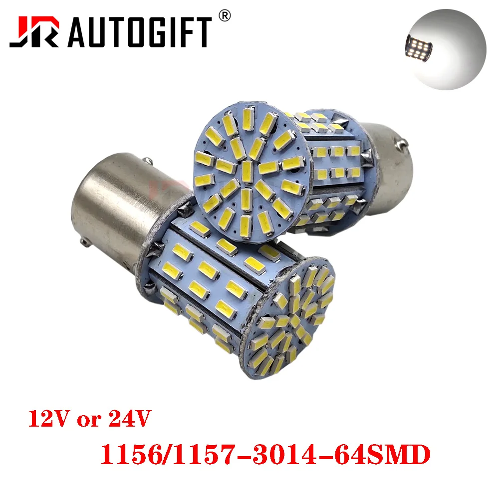 

4PCS 1156 BA15S Led S25 Car Led 64SMD 3014 1157 24V 12V Tail Light Turn Signal Lamp Tail Brake Bulbs Parking Light