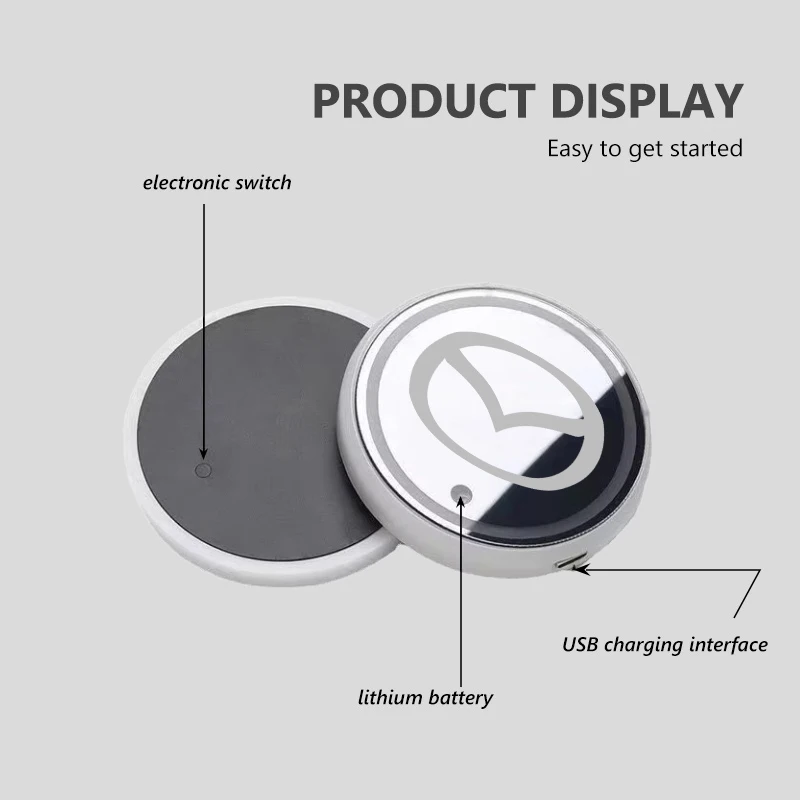 2 Dessous De Verre LED 7 Couleurs Pour Mazda - Diamètre 6,8cm - Capteur Vibration/lumière - Installation Sans Outil