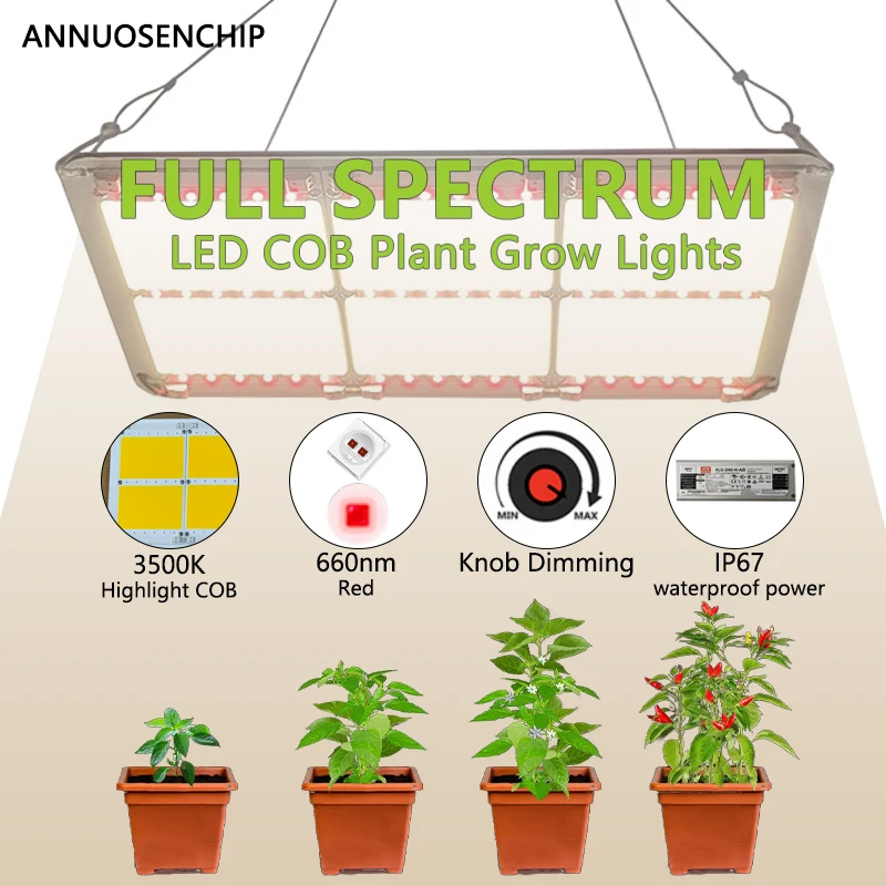 

New LED COB Quantum Board Plant Lamp 120W 240W 480W Dimmable Full Spectrum Greenhouse Hydroponic Flower Vegetable LED Grow Light