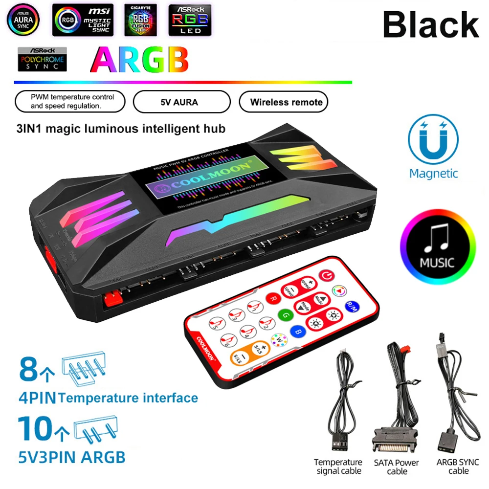 Controller ARGB Per PC - Regolatore Luci LED 5V 3Pin Con Alimentazione SATA