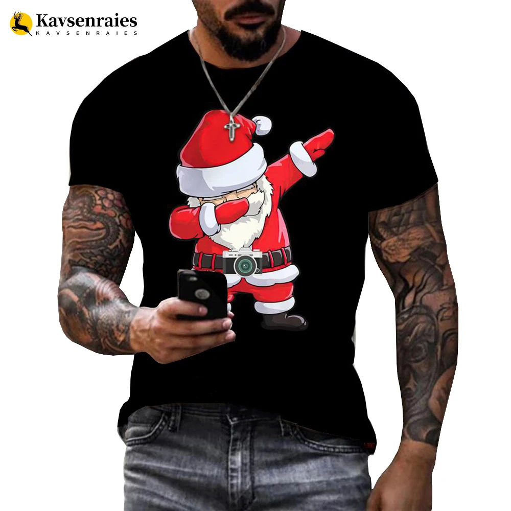 2022 New Christmas Men's T-shirt 3D Print Short Sleeve Casual T Shirt For Men Oversized Tee Shirt Man Funny Xmas Clothing Tops