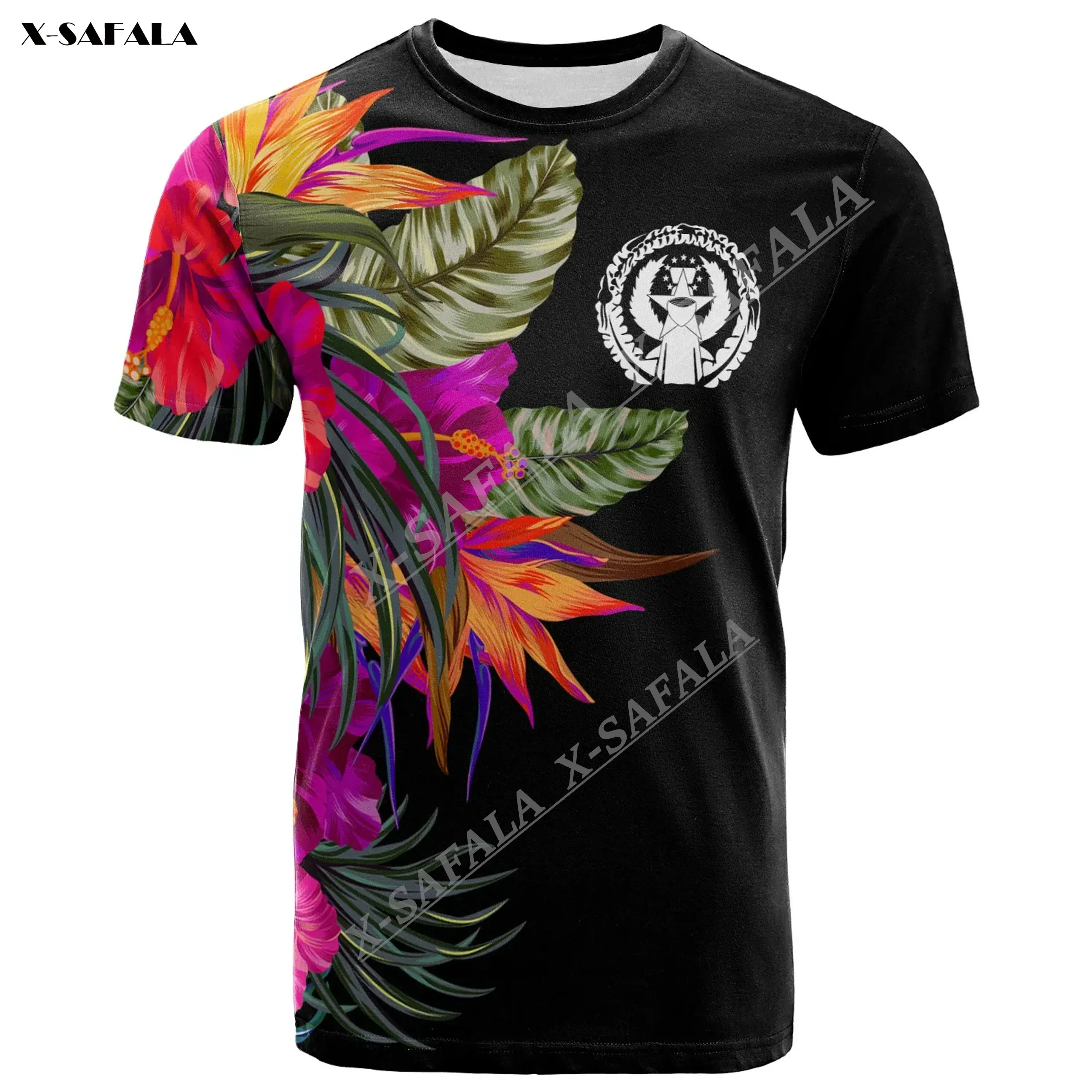 Pohnpei 사이판 플라워 커스텀 폴리네시안 하와이 3D 프린트 남성 티셔츠, 반팔 티셔츠, 캐주얼 상의, 빠른 건조, 통기성 