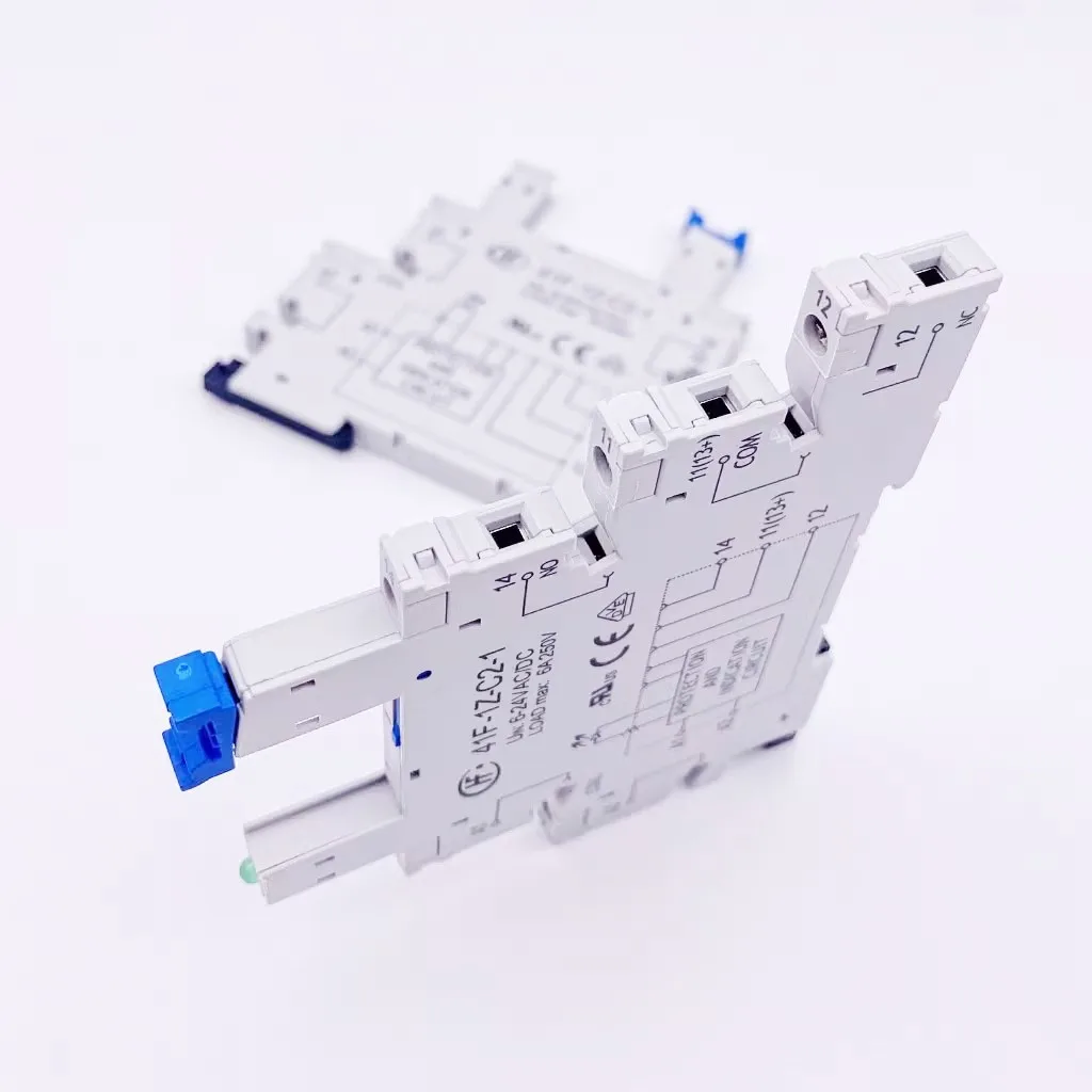 LED 웨이퍼 릴레이 장착 나사 소켓, 슬림 SSR 릴레이 마운트, 41F-1Z-C2-1 HF41F 24-ZS 12-ZS, 5V, 12V, 24V, 230V, 6A, 1CO, 10 개/로트