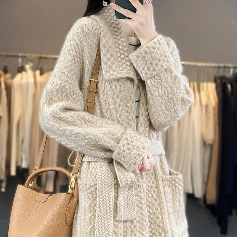 女性用カシミヤウールジャケット 厚手 スタンドカラー セーター ルーズニット ニット セーター 秋冬コレクション100% PRODIGAL ウール 100％ 3G スラブ セーター ニット プルオーバー