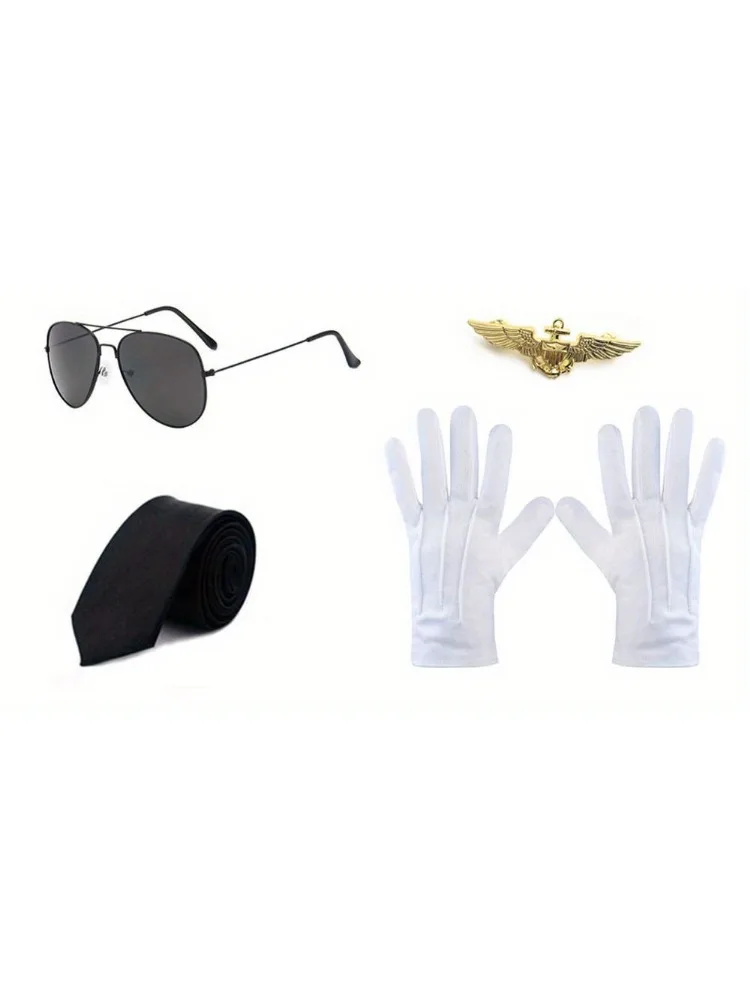 Complete pilot clothing set Party clothing Aviation Pilot Pilot cap epaulette Sunglasses badge Tie accessories