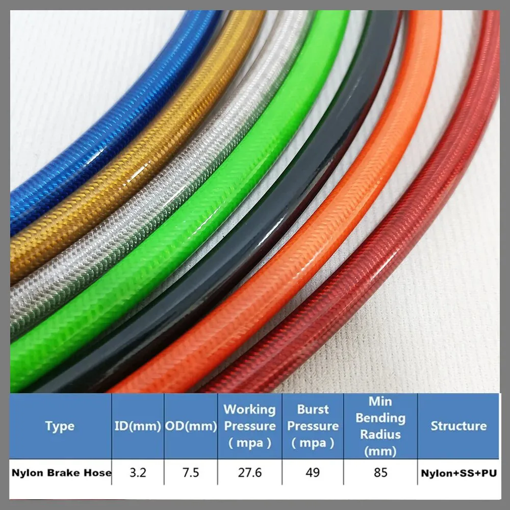AN3 Steel Wire Weaving Motorcycle Brake Hose Explosion-proof High Temperature Resistant Reinforced Clutch Oil Pipe Universal 3.2 hydraulic brake hose