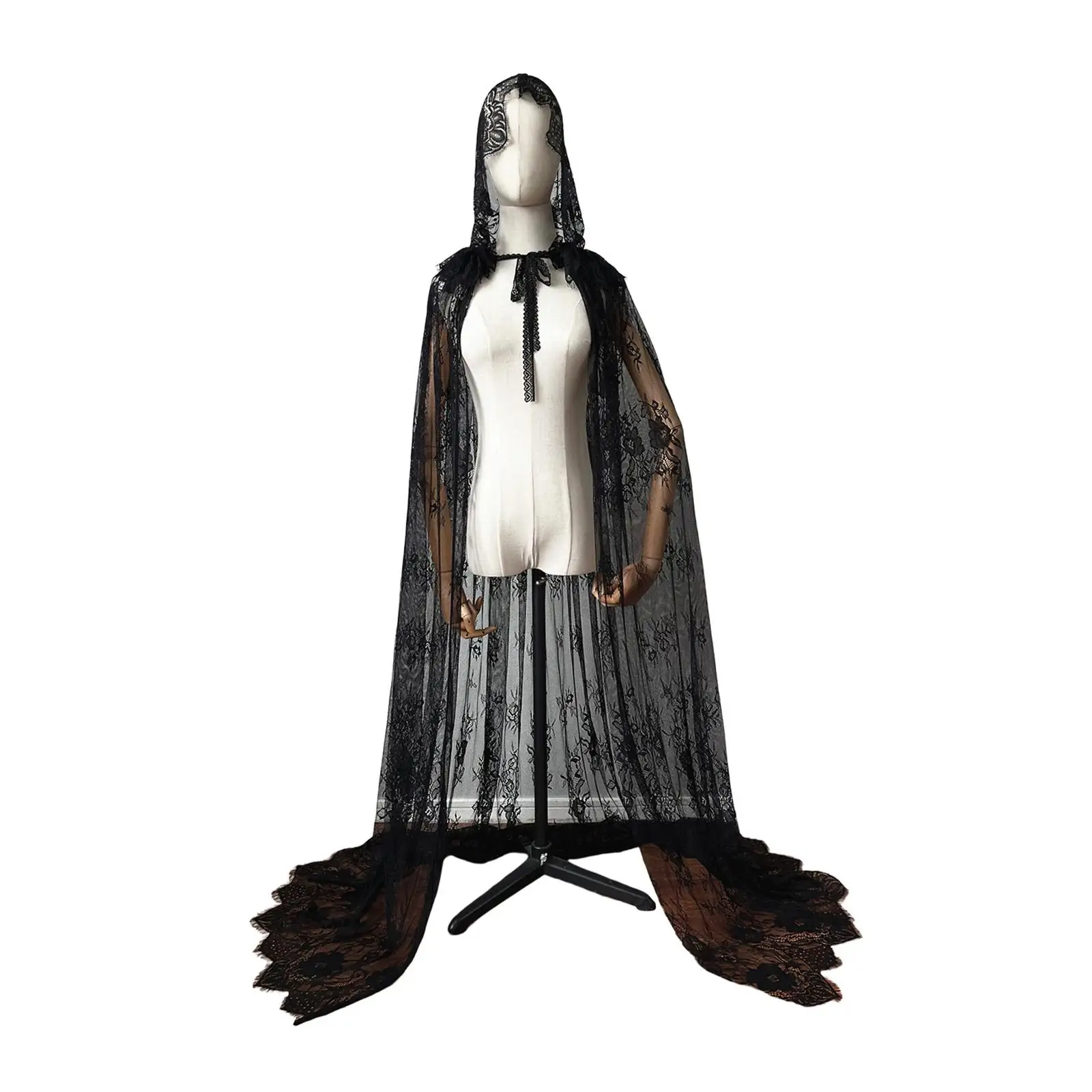 Hooded Cloak Long Cape Gothic Hooded Cape Full Length Lace for Women